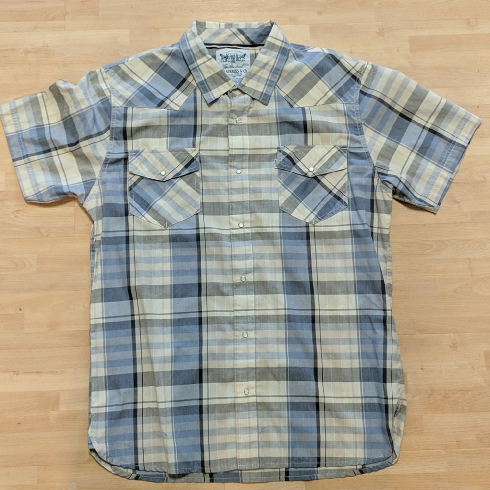 Levi's blue, gray short sleeve shirt